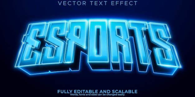 Vector gratuito efecto de texto de jugador editable esport y estilo de texto de neón