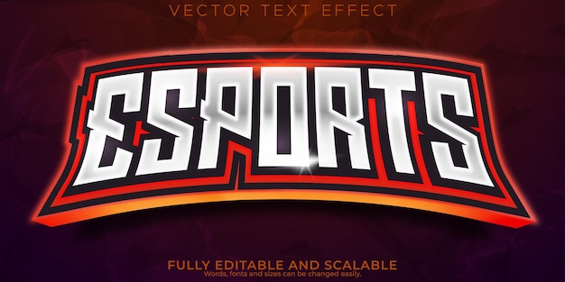 Efecto de texto de jugador editable esport y estilo de texto de neón