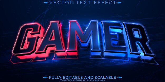 Efecto de texto de jugador editable esport y estilo de texto neón