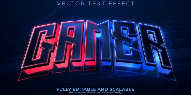 Vector gratuito efecto de texto de jugador esport editable y estilo de texto sin conexión