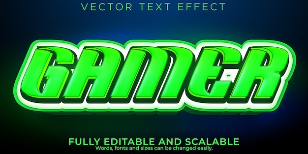 Vector gratuito efecto de texto de jugador esport editable y estilo de texto moderno