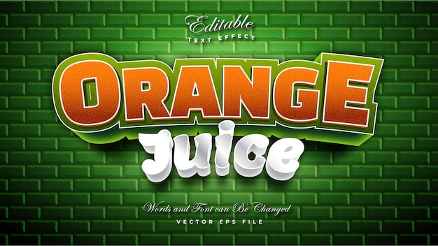 Vector gratuito efecto de texto de jugo de naranja