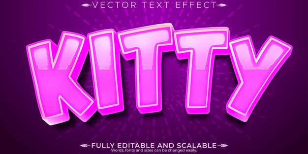Efecto de texto Kitty gato editable y lindo estilo de fuente personalizable