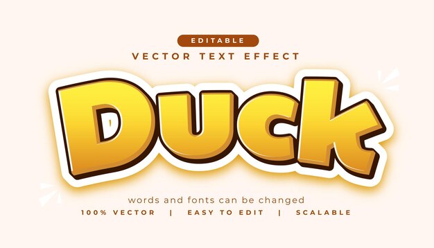 efecto de texto de letras de pato en negrita en estilo editable