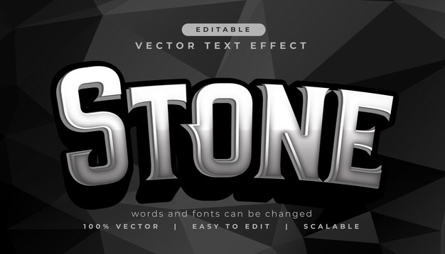 efecto de texto de letras de piedra en color gris y negro