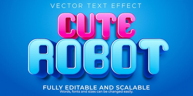 Vector gratuito efecto de texto lindo robot; dibujos animados editables y estilo de texto cómico