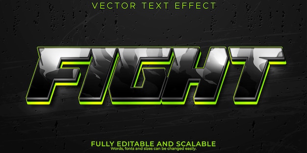 Vector gratuito efecto de texto de lucha estilo de texto metálico y de juego editable
