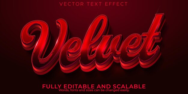 Efecto de texto de lujo de terciopelo, estilo de texto brillante y elegante editable