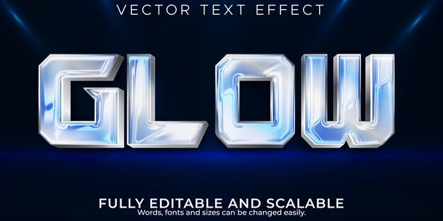 Efecto de texto de luz brillante, estilo de texto de efecto brillante editable