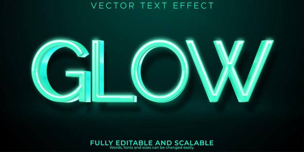 Efecto de texto de luz brillante neón editable y estilo de fuente brillante