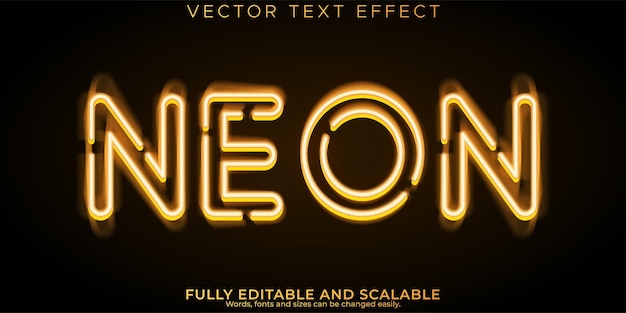 Vector gratuito efecto de texto de luz de neón editable estilo de texto retro y brillante