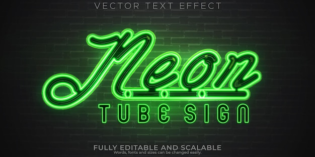 Vector gratuito efecto de texto de luz de neón editable estilo de texto retro y brillante