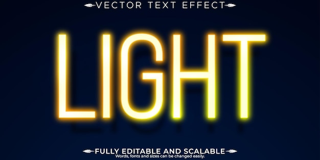 Efecto de texto de luz de neón editable estilo de texto retro y brillante