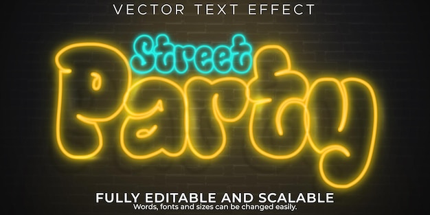 Vector gratuito efecto de texto de luz de neón, estilo de texto brillante y retro editable