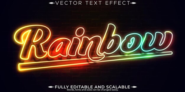 Efecto de texto de luz de neón estilo de texto retro y brillante editable