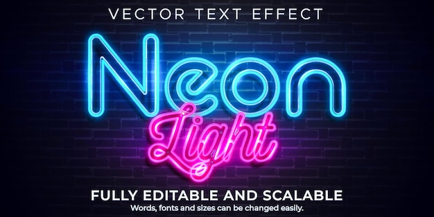 Vector gratuito efecto de texto de luz de neón