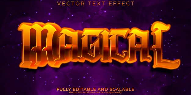 Efecto de texto mágico cuento de hadas editable y estilo de texto de hechizo