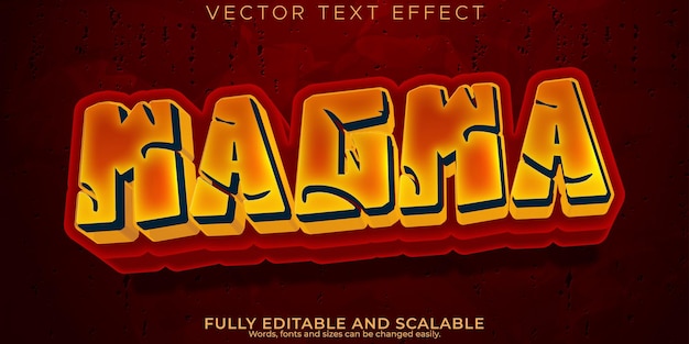 Vector gratuito efecto de texto magma llama editable y estilo de texto del infierno.