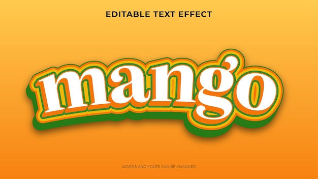 Vector gratuito efecto de texto de mango con estilo 3d.