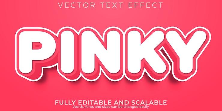 Vector gratuito efecto de texto meñique, estilo editable de texto suave y de niña