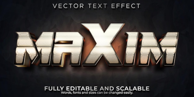 Efecto de texto metálico, cine editable y estilo de texto de juegos.