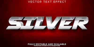 Vector gratuito efecto de texto metálico plateado cine editable y estilo de texto de hierro.