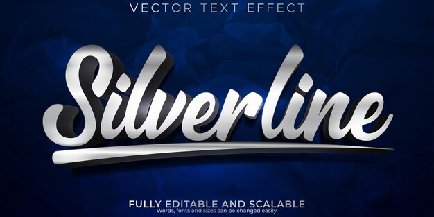 Efecto de texto metálico Silverline estilo de texto brillante y elegante editablex9