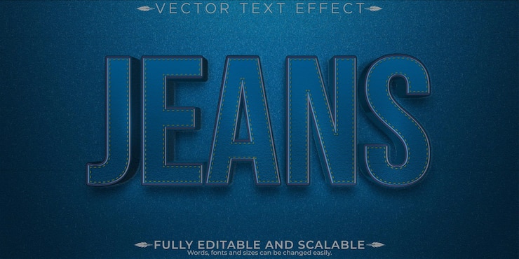 Vector gratuito efecto de texto de mezclilla de jeans editable estilo de texto azul y de moda