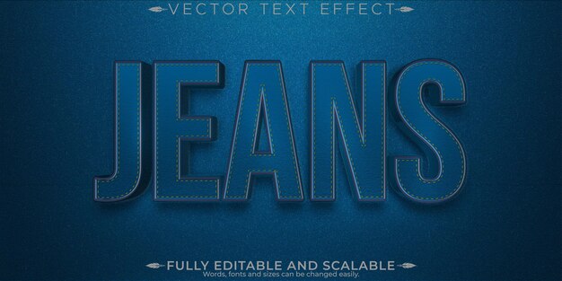 Efecto de texto de mezclilla de jeans editable estilo de texto azul y de moda