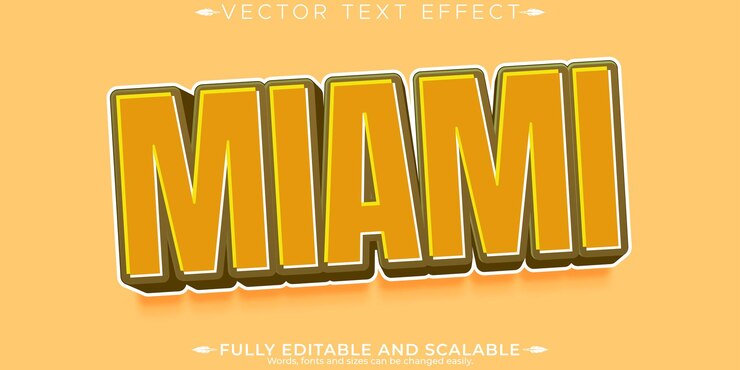 Vector gratuito efecto de texto de miami playa editable y estilo de fuente personalizable vibrante