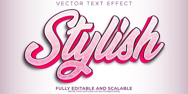 Vector gratuito efecto de texto de moda elegante estilo de texto rosa y niña editable