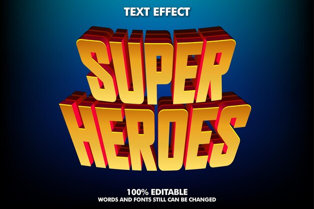 Efecto de texto moderno para el título de héroes texto cinematográfico effecf