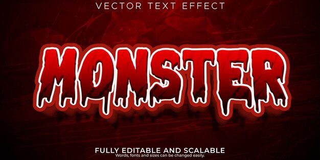 Efecto de texto monstruo editable estilo de texto malvado y zombie