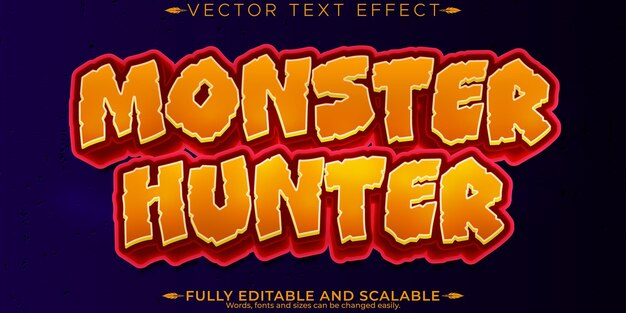 Efecto de texto de monstruo de Halloween estilo de texto de horror y miedo editable