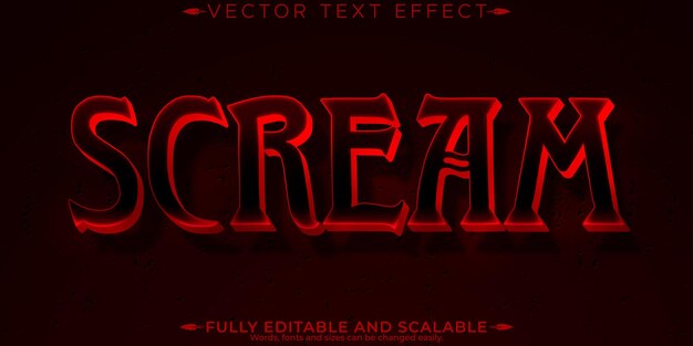 Efecto de texto de monstruo de Halloween estilo de texto de horror y miedo editable