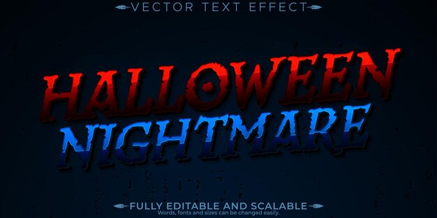 Efecto de texto de monstruo de Halloween estilo de texto de horror y miedo editable