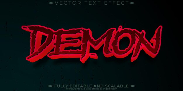 Efecto de texto de monstruo de Halloween estilo de texto de horror y miedo editable