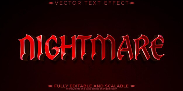 Efecto de texto de monstruo de Halloween estilo de texto de horror y miedo editable