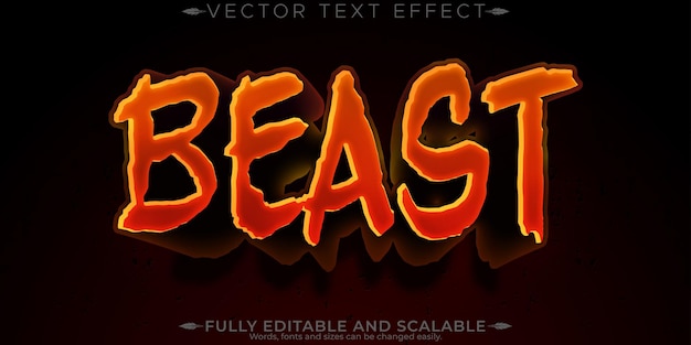 Efecto de texto de monstruo de Halloween estilo de texto de horror y miedo editable