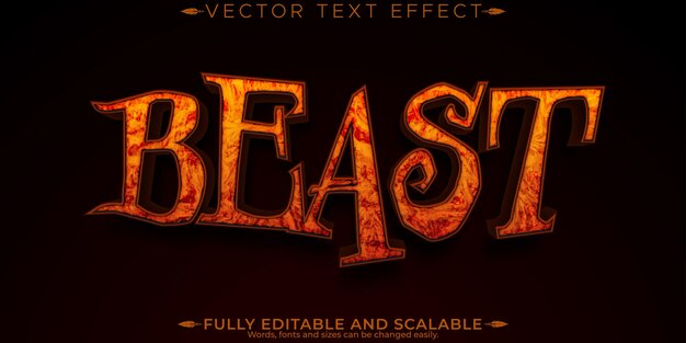 Efecto de texto de monstruo de Halloween estilo de texto de horror y miedo editable