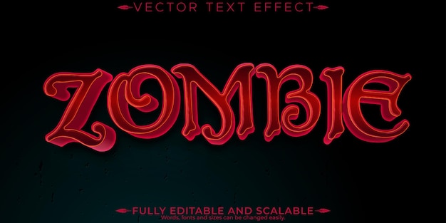 Efecto de texto de monstruo de Halloween estilo de texto de horror y miedo editable