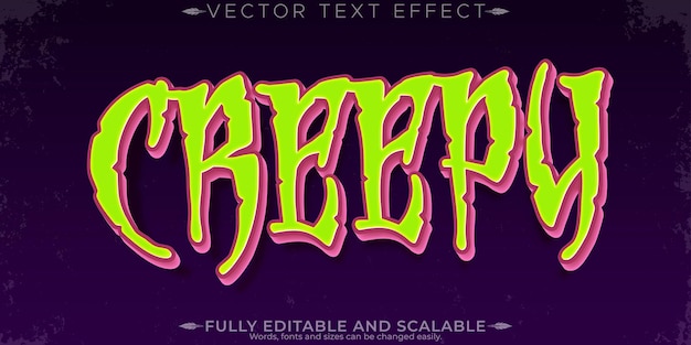 Efecto de texto de monstruo de Halloween estilo de texto de horror y miedo editable