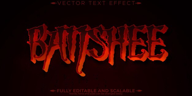 Efecto de texto de monstruo de Halloween estilo de texto de horror y miedo editable