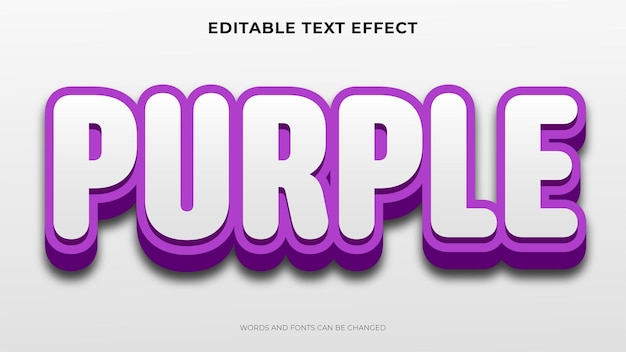 Efecto de texto morado, efecto de texto de estilo 3d editable