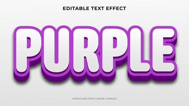 Efecto de texto morado, efecto de texto de estilo 3d editable