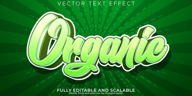 Efecto de texto natural orgánico estilo de texto verde y natural editable