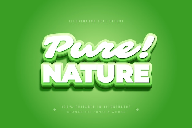 Vector gratuito efecto de texto de naturaleza pura