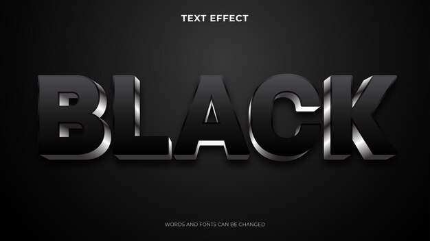 Efecto de texto negro editable, efecto de texto plateado