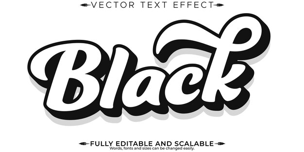 Efecto de texto negro editable estilo de texto moderno y póster