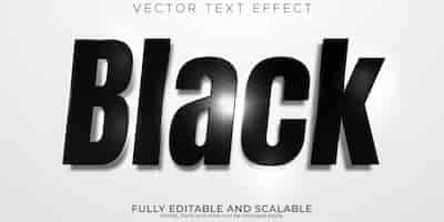 Vector gratuito efecto de texto negro estilo de texto real y negrita editable